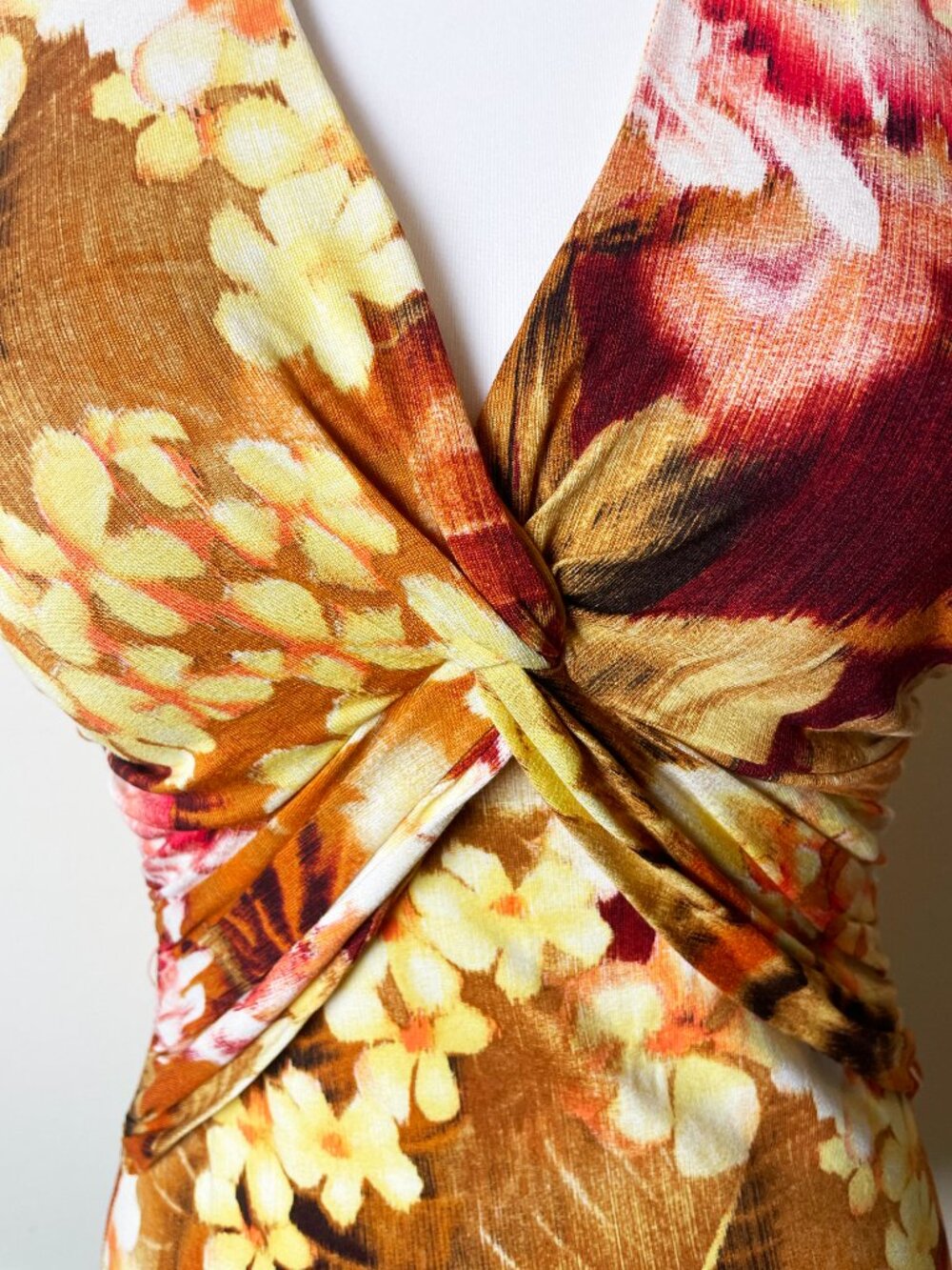 Vintage Caché Y2K Floral Halter Top | Twist Front Tie Back | Size S | EUC - Picture 3 of 8